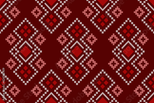 Red traditional ethnic pattern paisley flower Ikat background abstract Aztec African Indonesian Indian seamless pattern for fabric print cloth dress carpet curtains and sarong