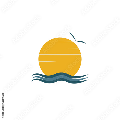 SUN AND WAVES LOGO DESIGN ILLUSTRATION
