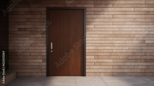 What better way to enter your perfect home than through a modern clear wooden door. Generative AI Technology 