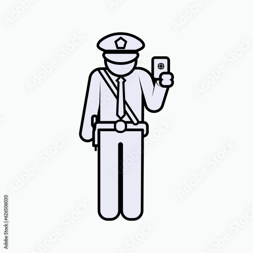 Customs Check Icon. Immigration, People Mobility Controls at Airport and Seaport.