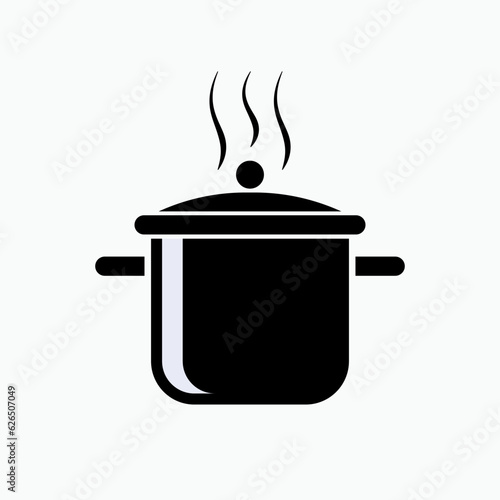Boiling Pan Icon. Cooking, Utensil. Kitchenware Symbol - Vector.