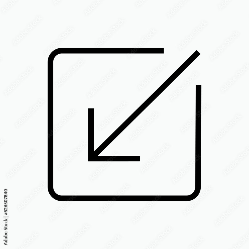 Box, Arrow Icon. Down, Left Movement Symbol. Box, Arrow Icon. Down, Left Movement Symbol.