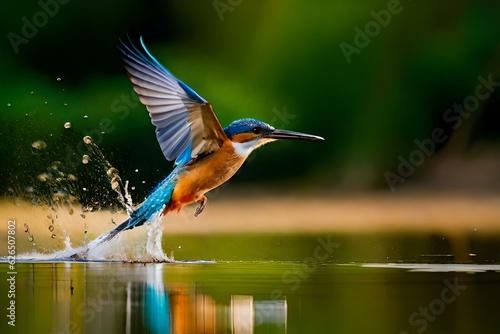 Canvas Print kingfisher on a branch generated ai