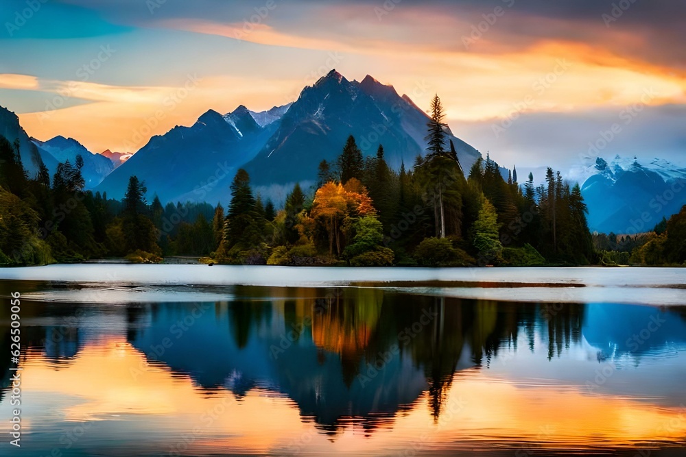 sunset over the lake generated ai sunset over the lake generated ai