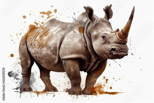Rhinoceros mammal splashes. Generate Ai