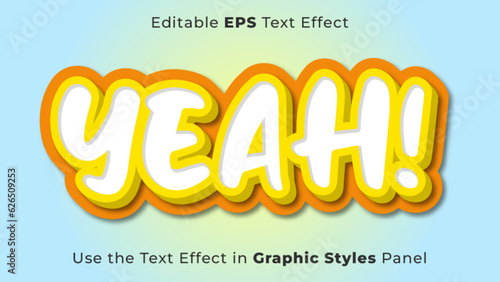 Editable EPS Text Effect of Yeah for Title, Yes, Agree, and Poster