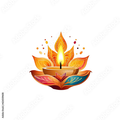 Happy Diwali, Diya lamp, Transparent backgroumd, PNG, Generative ai photo