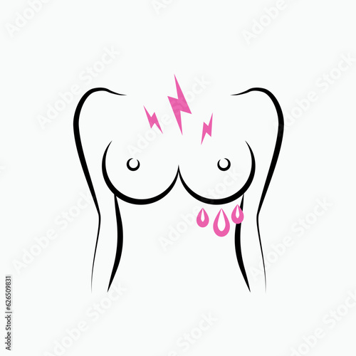 Breast Cancer Symptom Diagnosis Icon. Early Signs of Pain Identification Symbol