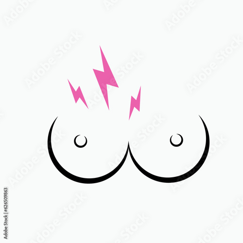 Breast Cancer Symptom. Indicate Illness, Early Disease Symbol.