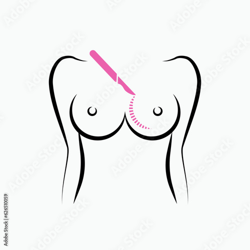 Breast Conservation Surgery. Bust Operation Symbol.    