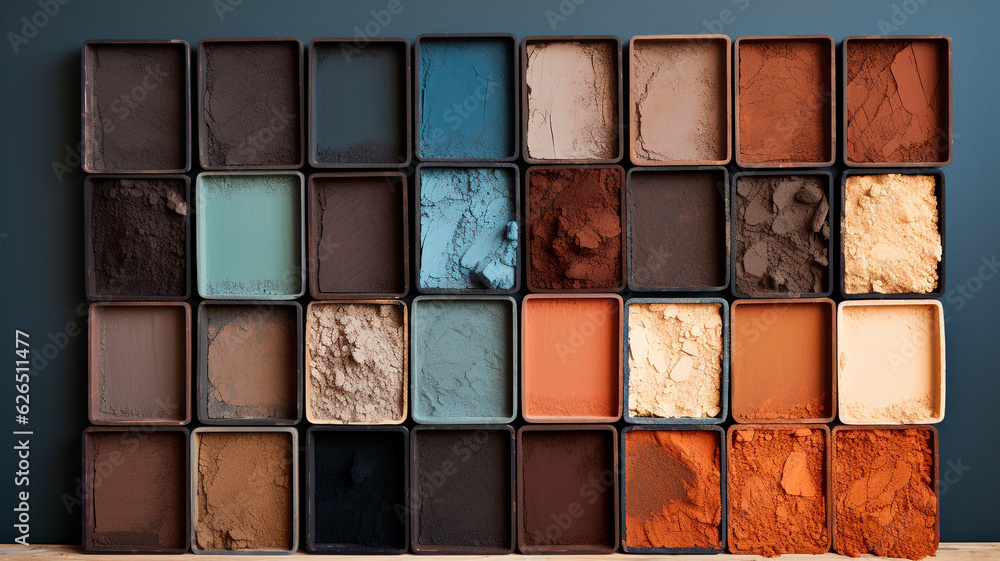 Paint color samples. Color samples of dark and earthy colors of wall