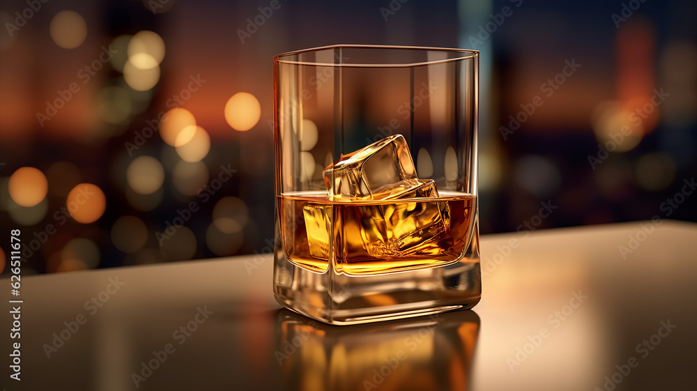 a glass of scotch whiskey on the bar, alcohol club nightlife countertop. a glass of scotch whiskey on the bar, alcohol club nightlife countertop.