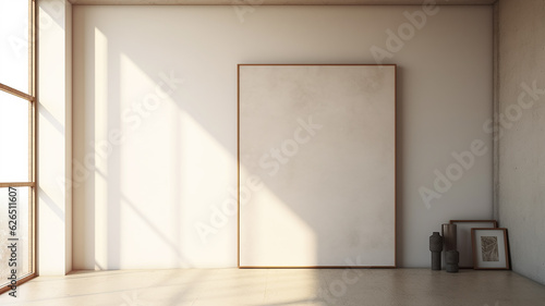 square frame inside white background in a bright room with natural light.