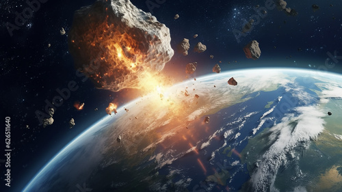 Obraz na płótnie an asteroid is flying to earth.