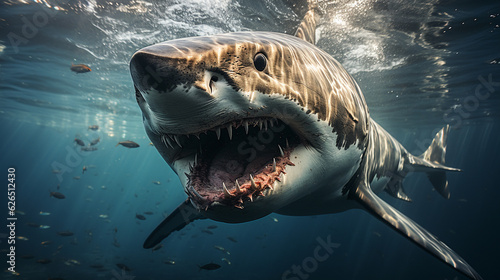 Shark underwater. Generative Ai © Vika art