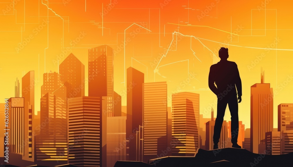 business person in front of a city vector business person in front of a city vector