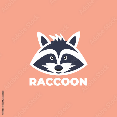 Template for logos, labels, icons, and emblems with Raccoon head. Vector illustration.