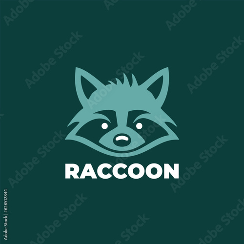 Template for logos, labels, icons, and emblems with Raccoon head. Vector illustration.