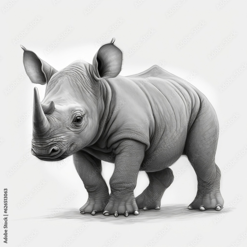 Fototapeta premium rhinoceros rhino black and white