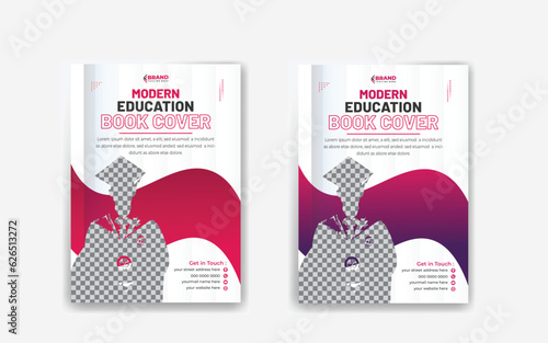 Annual report School book cover design template in a4 with vector