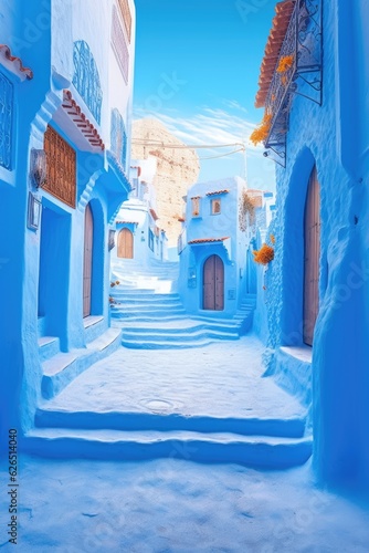 Seaside Bliss Picturesque Blue Greek Dwellings © Omkar
