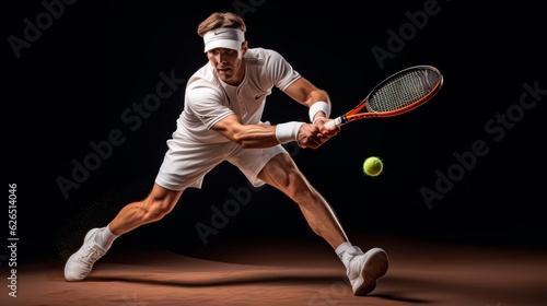 Illustration of a man playing tennis, stylized image, dynamic pose © Darya