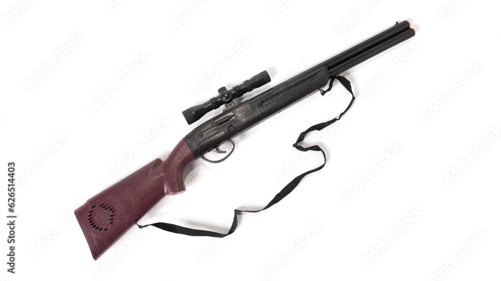 Plastic toy shot gun isolated on white background Plastic toy shot gun isolated on white background