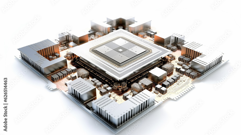 quantum processor isolated on a white background concept. quantum processor isolated on a white background concept.