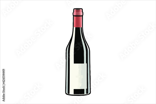 Vector wine watercolor bottle isolated on transparent background.