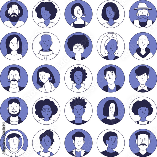 User face avatars set. People of different ages, gender and race.