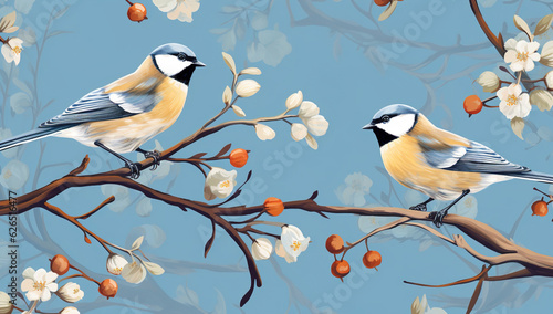 Birds sitting on a twig © Oleh