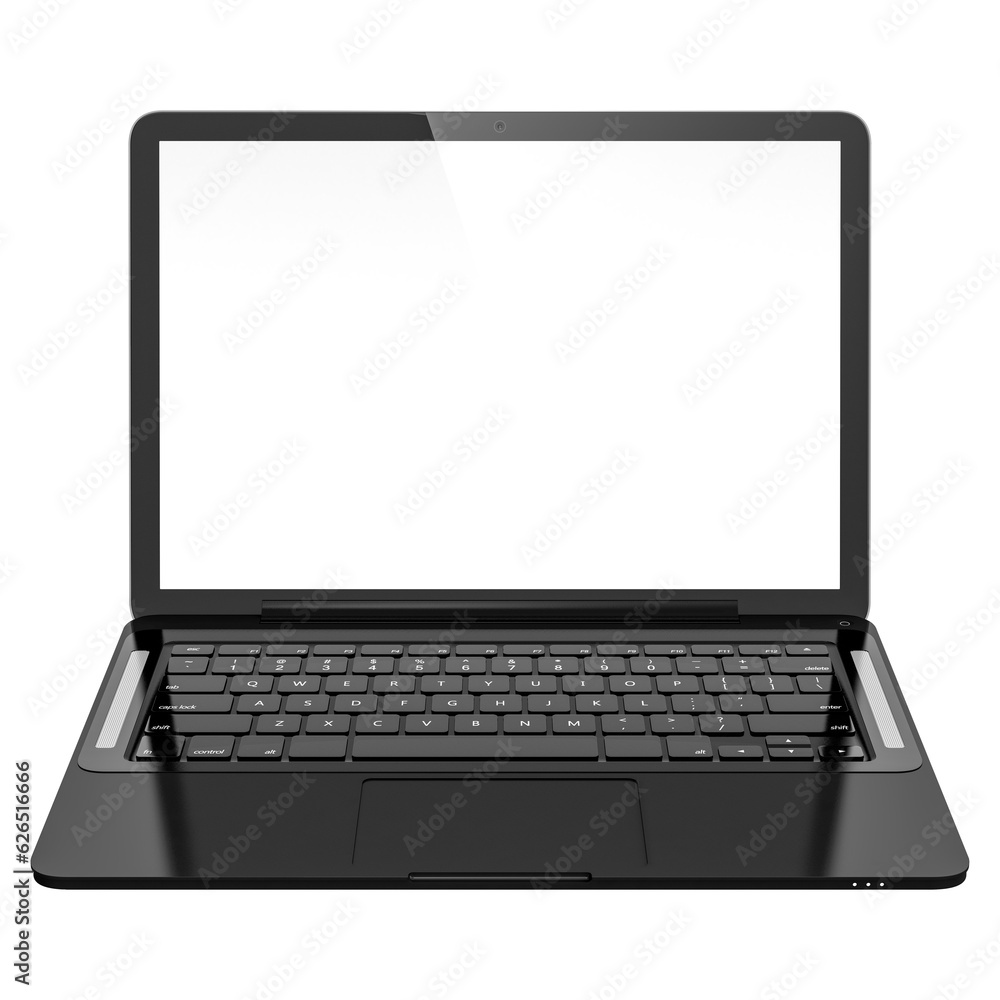 3D image of modern laptop with blank screen isolated on transparent background 3D image of modern laptop with blank screen isolated on transparent background