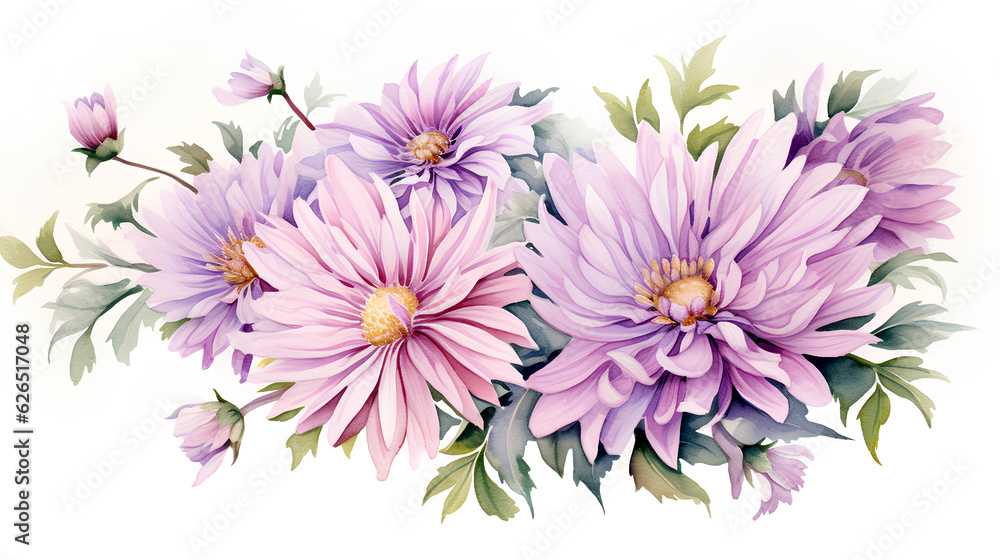 Obraz premium pink asters flowers on the white background