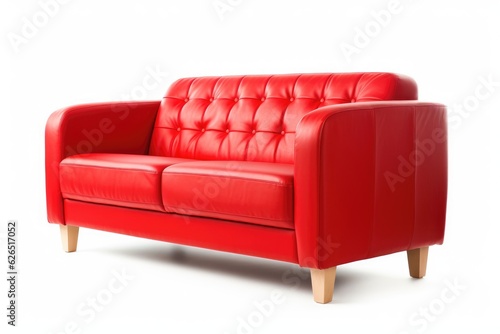 red leather sofa isolated on white
