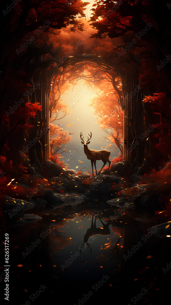 fantasy deer in the forest