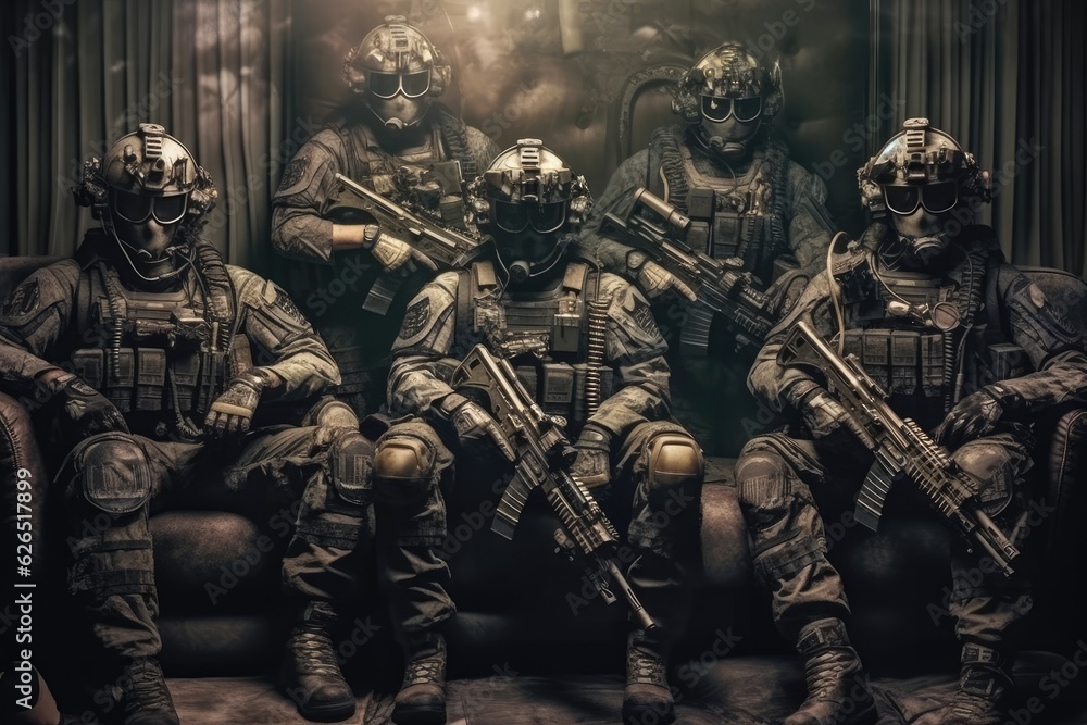 Fototapeta premium Urgency in Motion: Special Ops Ready for Operation