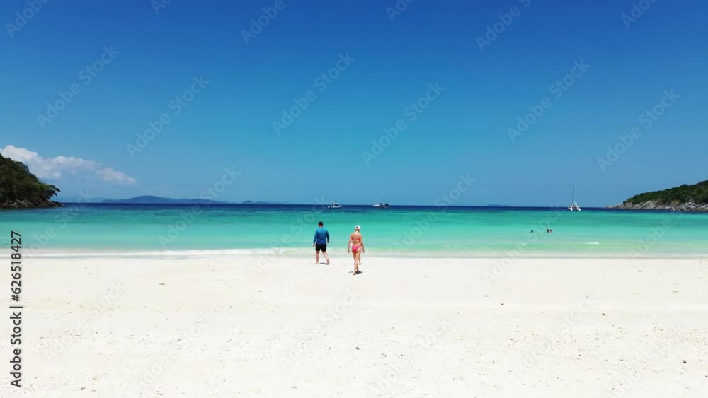 Family on the coast of a tropical island, family on vacation in the tropics on the island Family on the coast of a tropical island, family on vacation in the tropics on the island