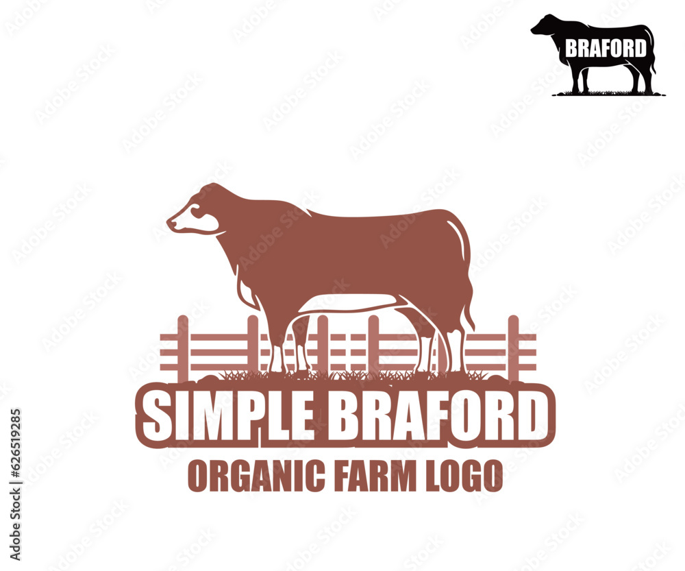 SIMPLE BRAFORD FARM LOGO, silhouette of health and strong cattle standing vector illustrations. this image is perfect for company brand. breeding cow logo or braford cattle ranch, poster, banner, etc. SIMPLE BRAFORD FARM LOGO, silhouette of health and strong cattle standing vector illustrations. this image is perfect for company brand. breeding cow logo or braford cattle ranch, poster, banner, etc.