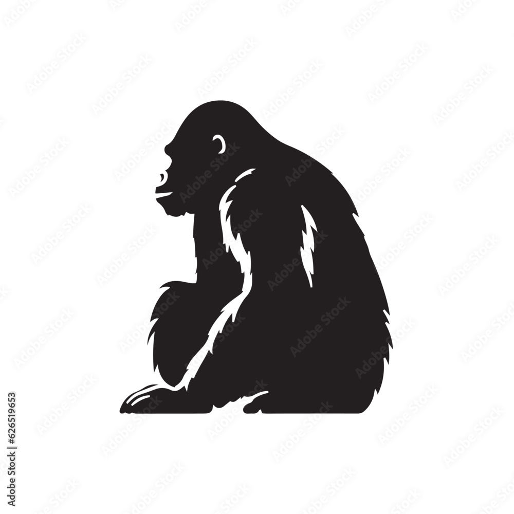 black and white silhouette of a gorilla black and white silhouette of a gorilla