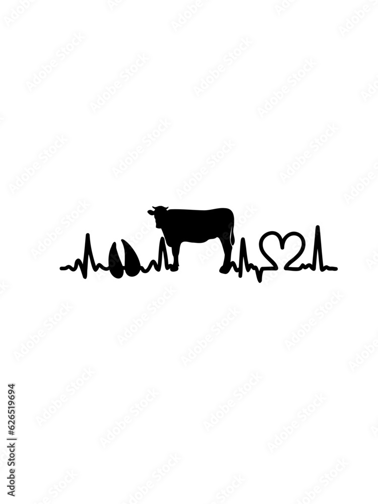 Cow heartbeat  SVG vector graphic and cut file 