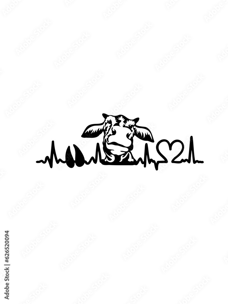 Cow heartbeat SVG vector graphic and cut file Cow heartbeat SVG vector graphic and cut file