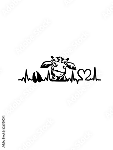 Cow heartbeat  SVG vector graphic and cut file