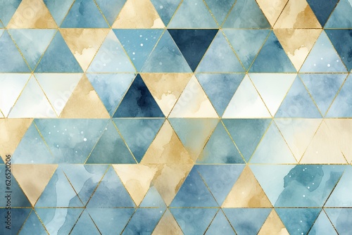 Blue and gold watercolor texture pattern , generative artificial intelligence