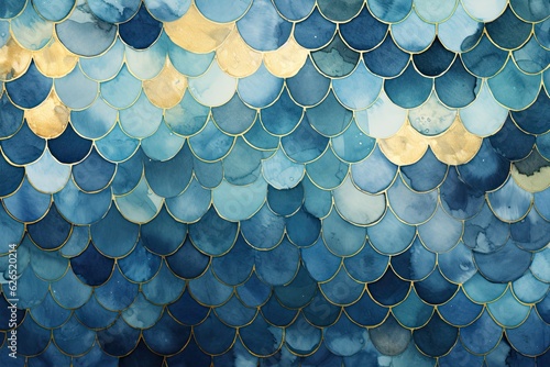 Blue and gold watercolor texture pattern , generative artificial intelligence