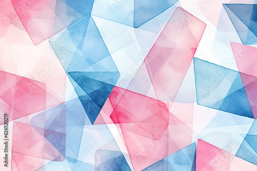 Blue and pink watercolor geometric composition art, generative artificial intelligence
