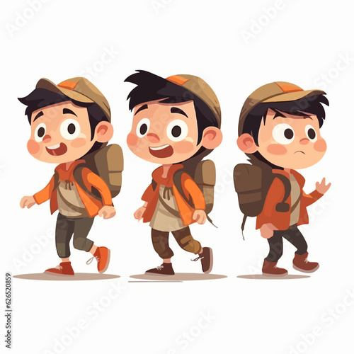 Vector of an adventurer boy, dressed for adventure, cute kid, cartoon style.