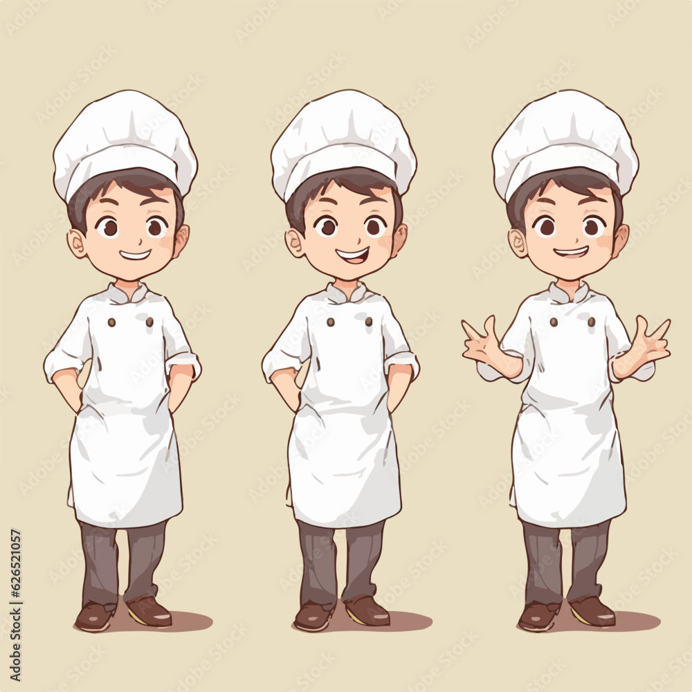 Cartoon of a boy in chef outfit, vector illustration, little child, cartoon style. Cartoon of a boy in chef outfit, vector illustration, little child, cartoon style.