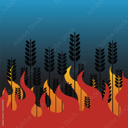 Ears of wheat on fire. Genocide.