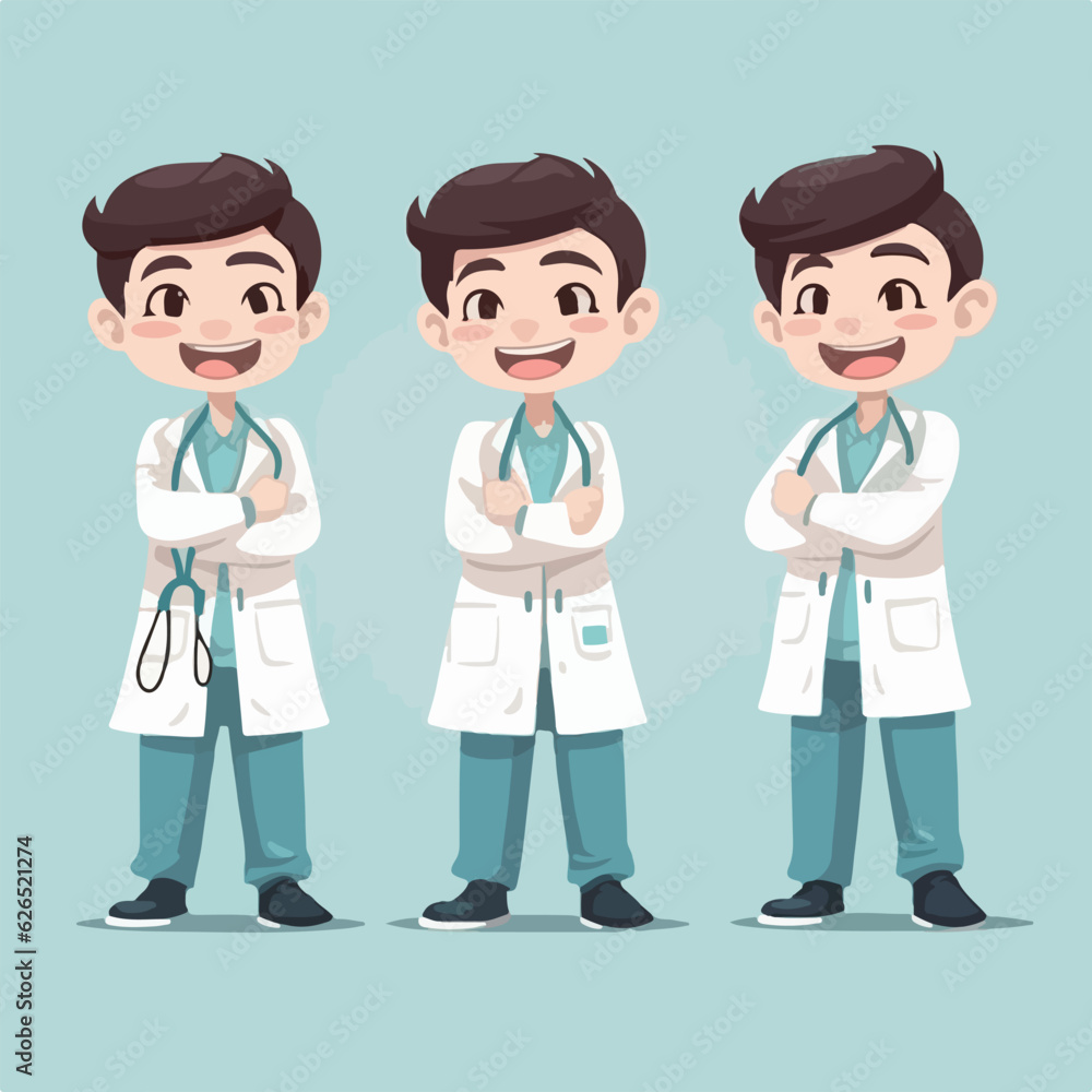 Vector illustration of a doctor kid, dressed as a medical professional, cartoon pose. Vector illustration of a doctor kid, dressed as a medical professional, cartoon pose.