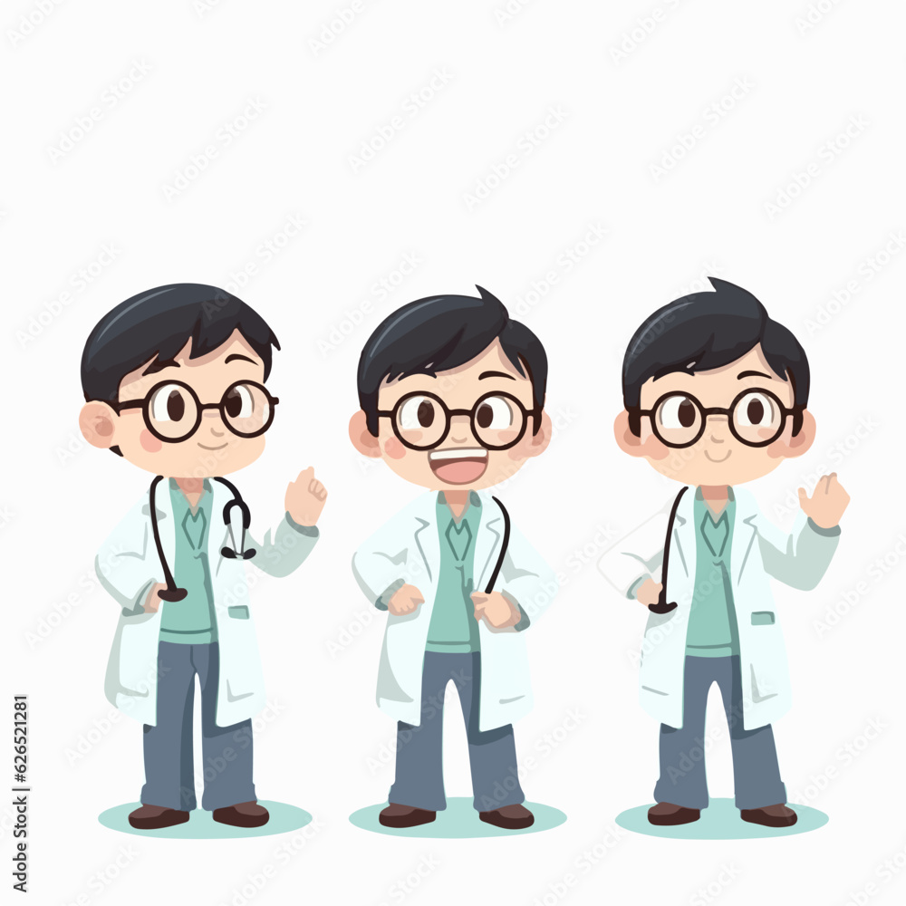 Vector of a doctor boy, dressed as a medical professional, young kid, cartoon style. Vector of a doctor boy, dressed as a medical professional, young kid, cartoon style.